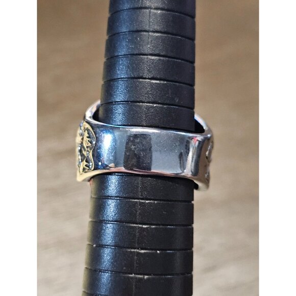 Biker Skull Ring Stainless Steel Cracked Skull Gothic Halloween Smiling Size 12 - Picture 3 of 4